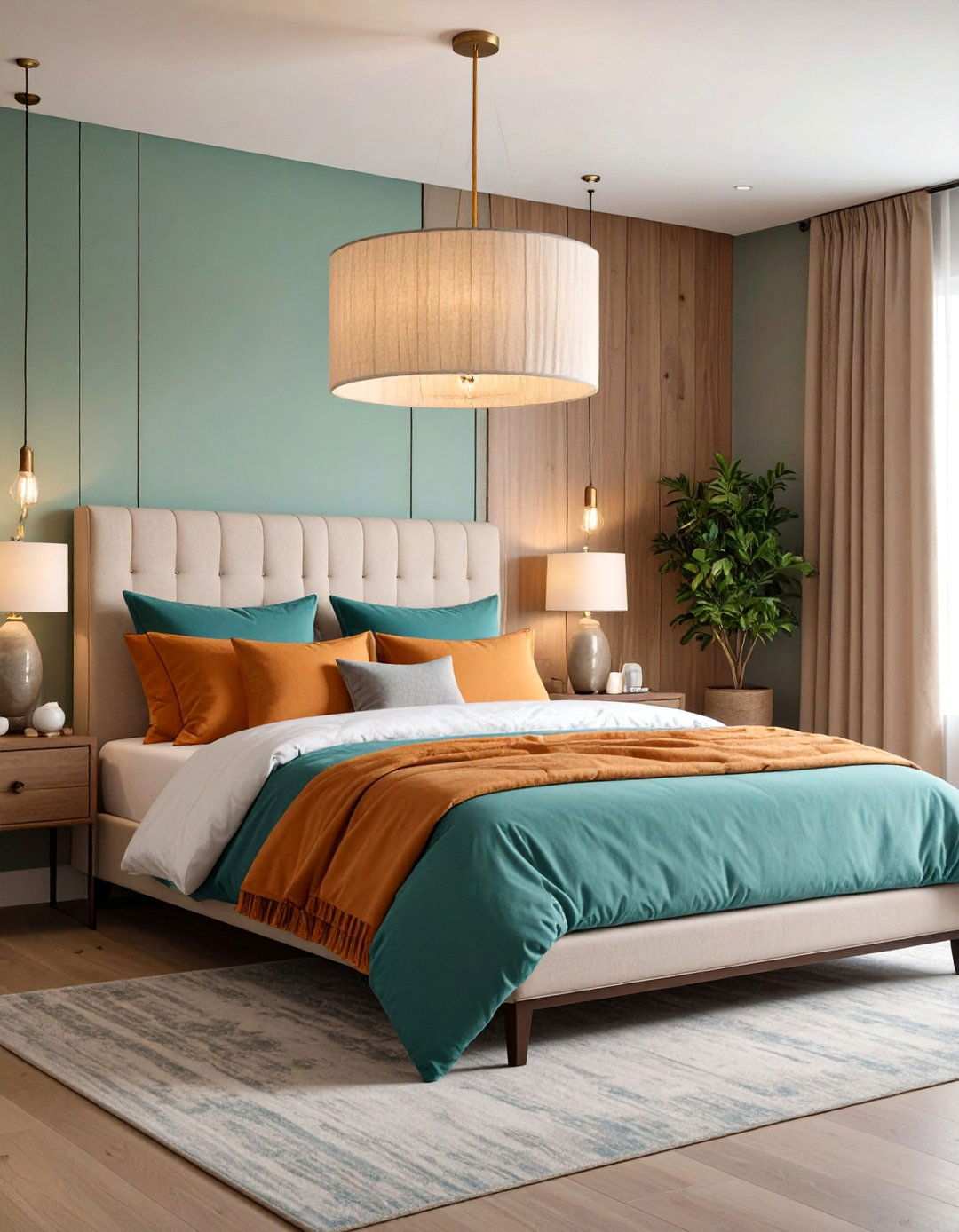 Linen Drum Shade Chandelier for Diffused Calm - 20 Bedroom Chandelier Ideas