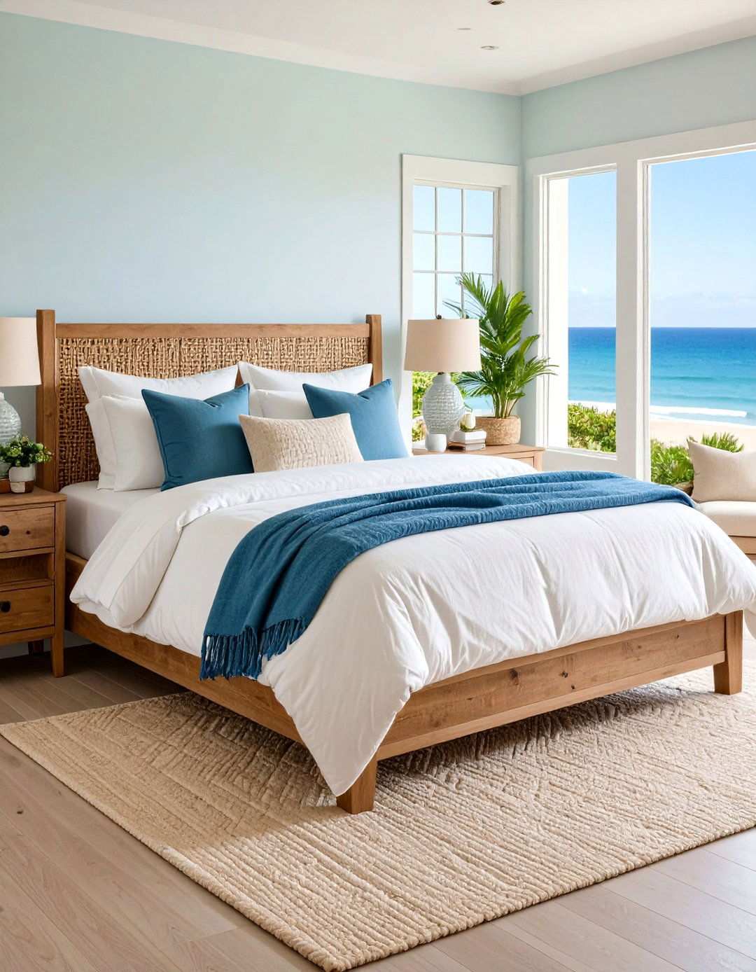 Linen Layered Bedding Softens Beach House Decor - 20 Beach House Decor Ideas