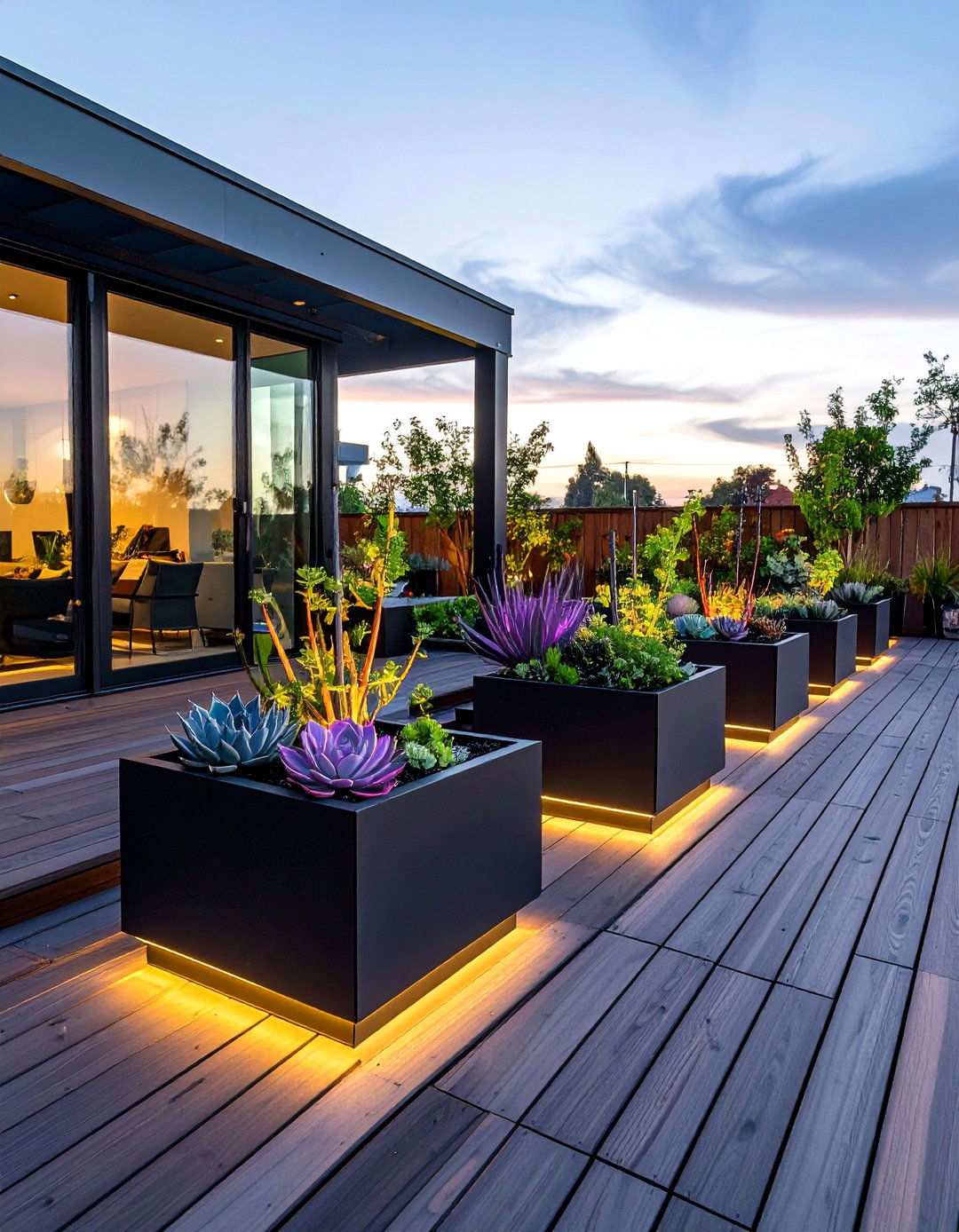 Living Fringe of Green on Black - 20 Black Deck Ideas