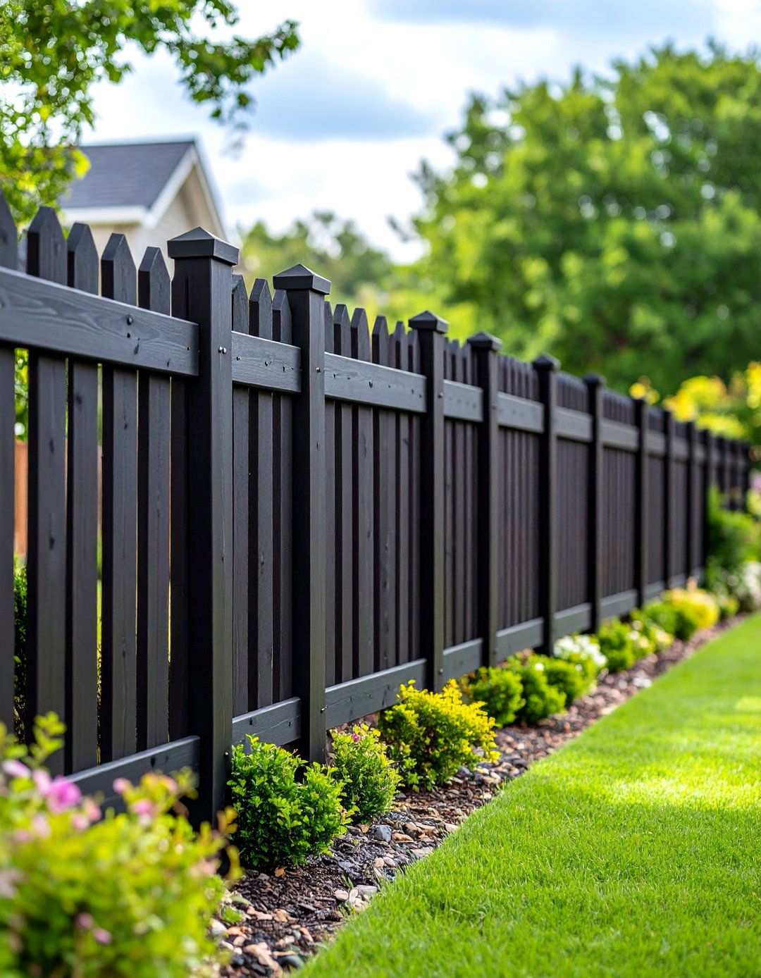 Long Lasting Black Composite Fence for Busy Owners - 20 Black Fence Ideas
