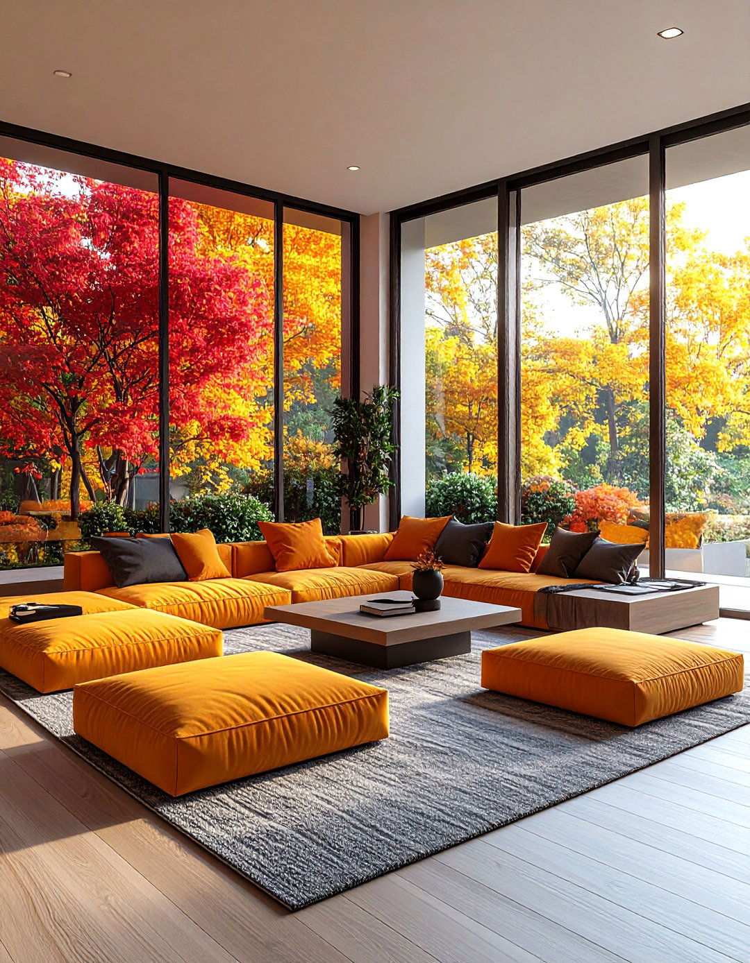 Low Profile Asian Living Room with Floor Seating - 20 Asian Living Room Ideas