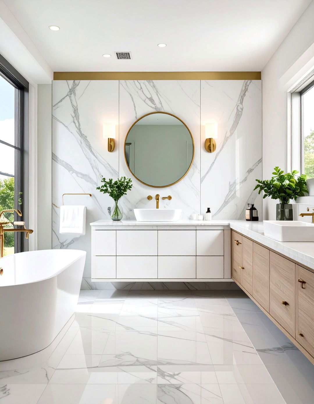 Luxe Marble Bathroom Wainscoting Panels - 20 Bathroom Wainscoting Ideas