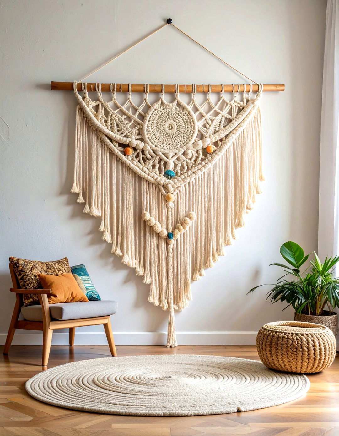Macrame Wall Hangings Bring Natural Texture - 20 70s Living Room Ideas