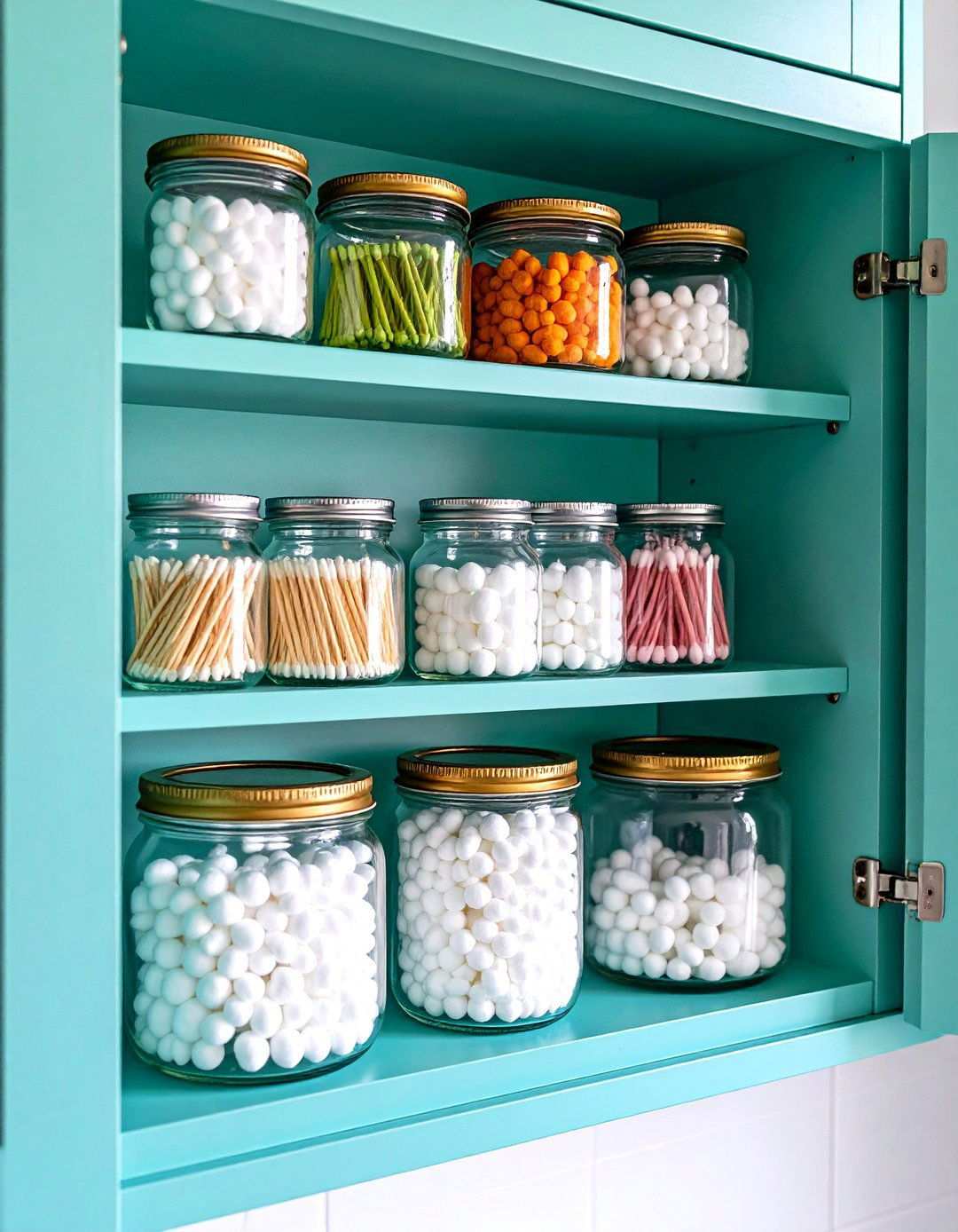 Magnetic Mason Jar Bathroom Shelf - 20 Bathroom Shelf Ideas