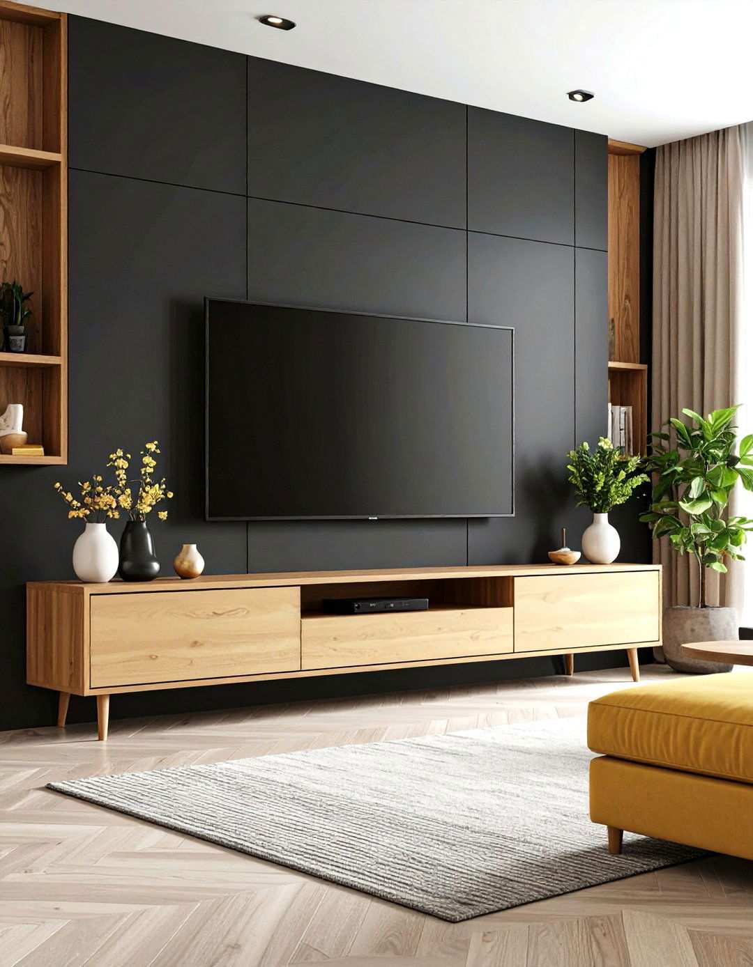 Make Technology Disappear - 20 Black and Beige Living Room Ideas