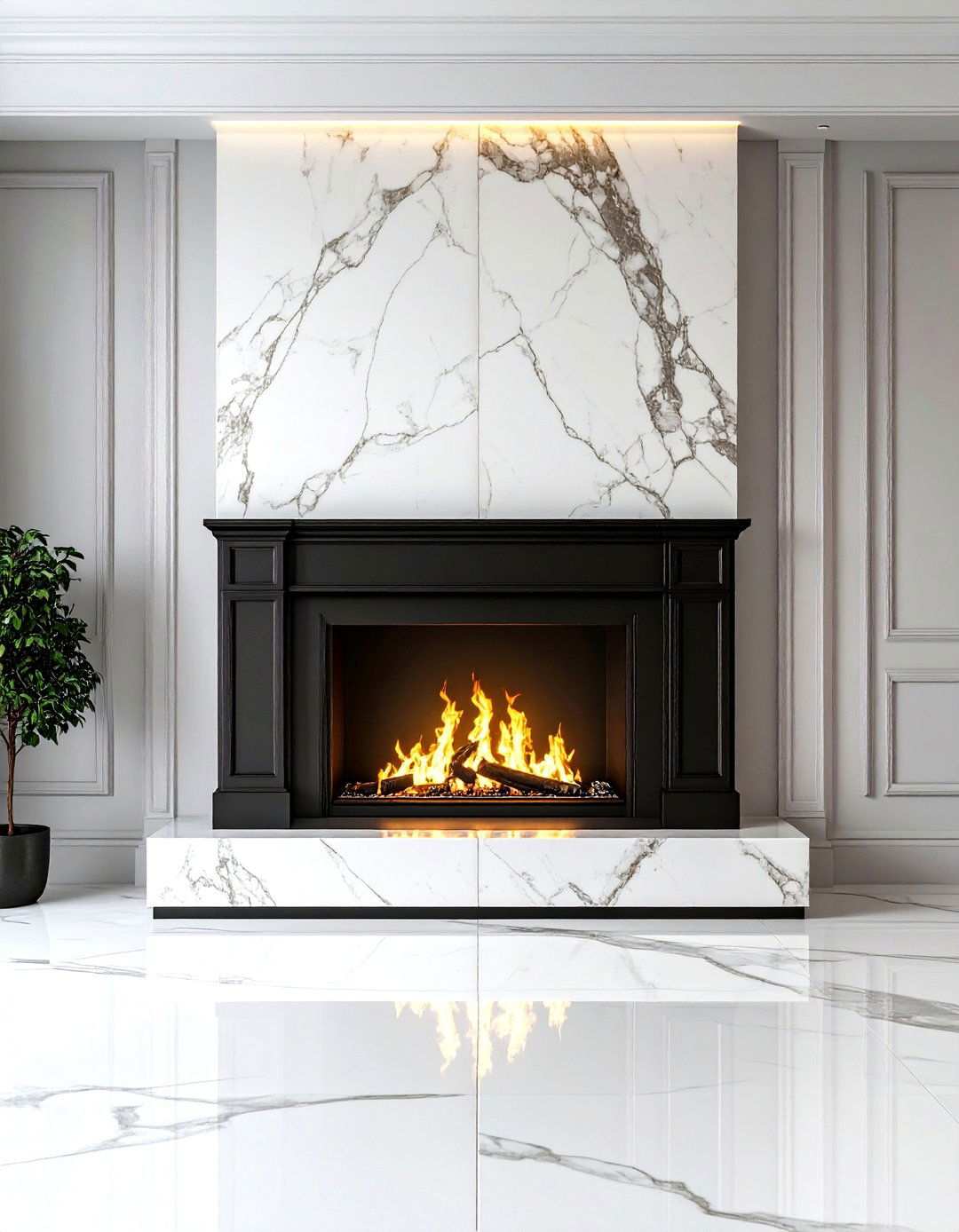 Marble Accent Walls - 20 Stone Fireplace Ideas