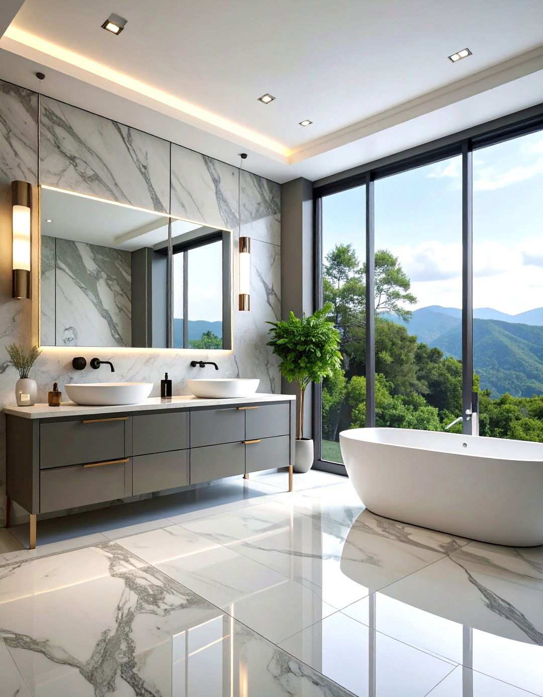 Marble Luxe Illusion Wallpaper - 20 Bathroom Wallpaper Ideas