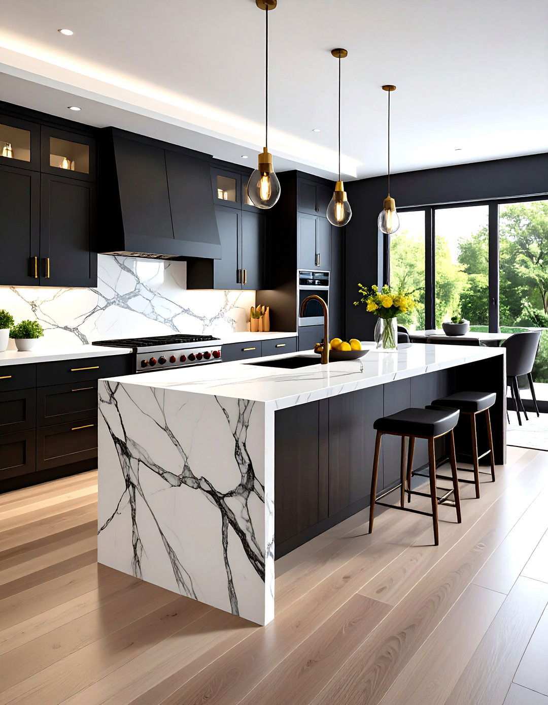 Marble Slab Black and White Kitchen Backsplash - 20 Black and White Kitchen Backsplash Ideas