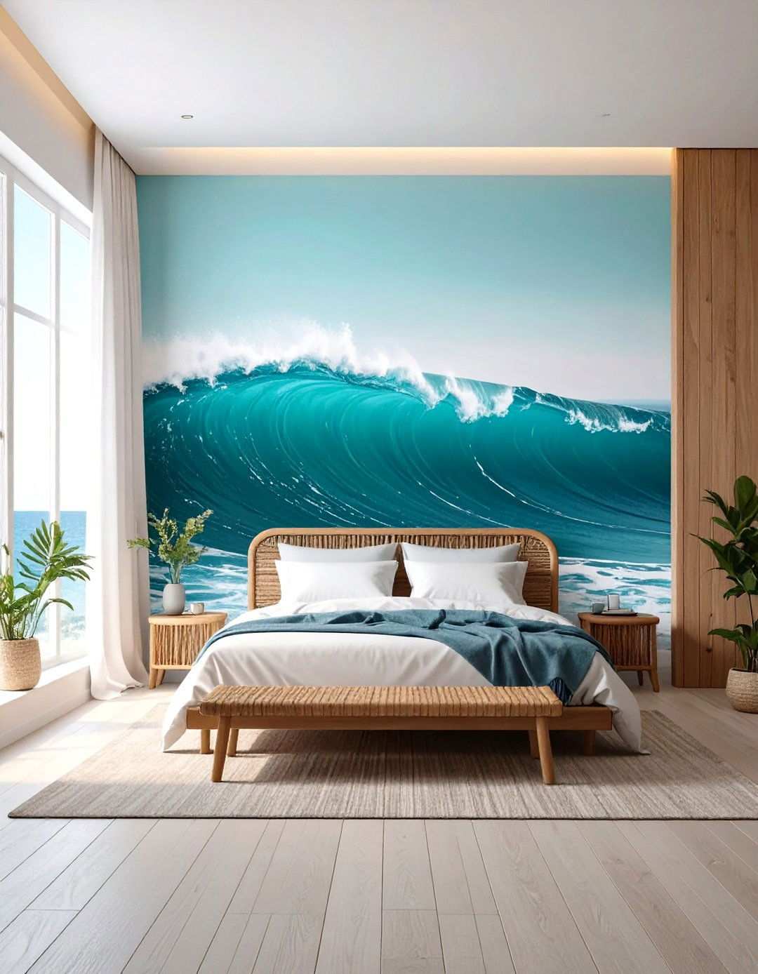Marine Life Mural Turns Beach Bedroom Walls into Ocean Vistas - 20 Beach Themed Bedroom Ideas