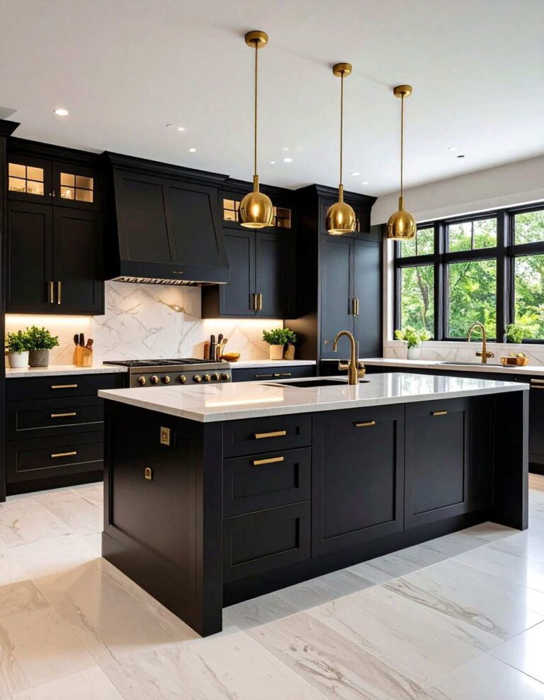 Matte Black and Gold Kitchen Cabinetry for Instant Drama - 20 Black and Gold Kitchen Ideas