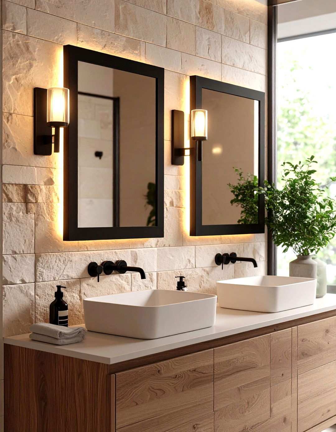 Matte Black Fixture Bathroom Lighting for Modern Drama - 20 Bathroom Lighting Ideas