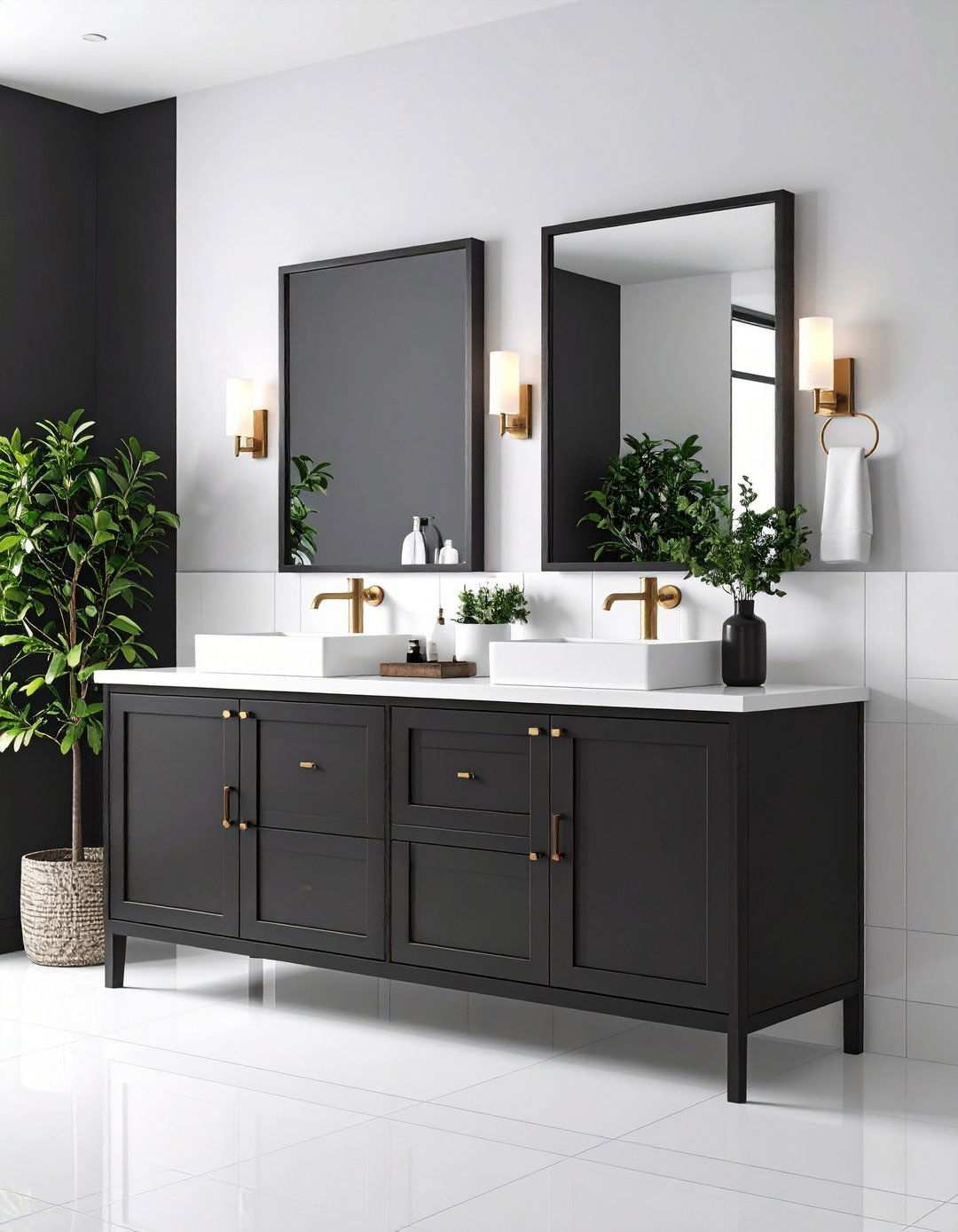 Matte Black Modern Cabinets - 20 Bathroom Cabinet Color Ideas