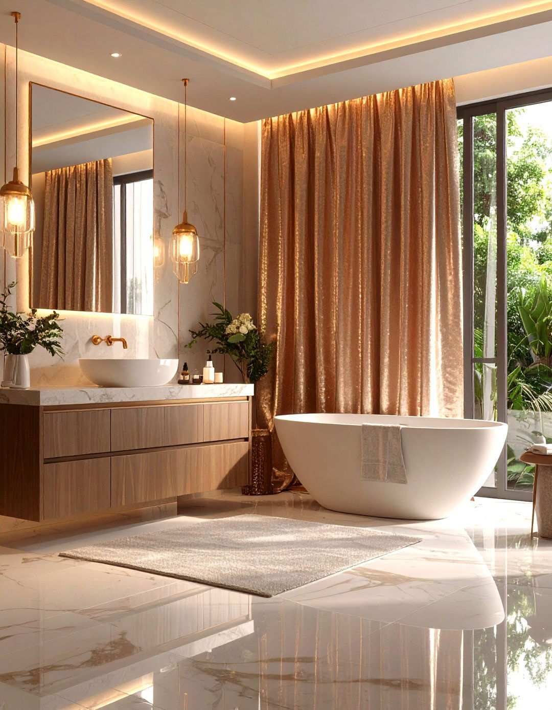 Metallic Accent Bathroom Curtain Hardware - 20 bathroom curtain ideas