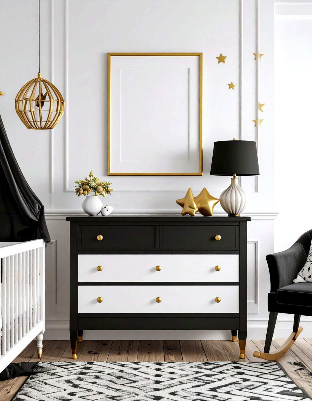 Metallic Accent Pop - 20 Black and White Nursery Ideas