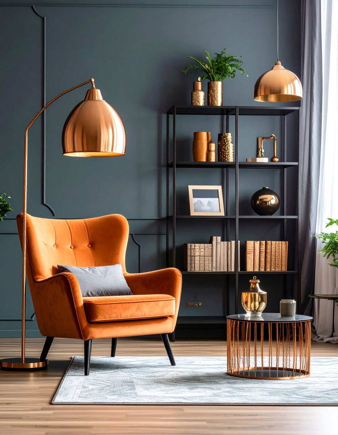 Metallic Accents for Glow - 20 Black and Orange Living Room Ideas