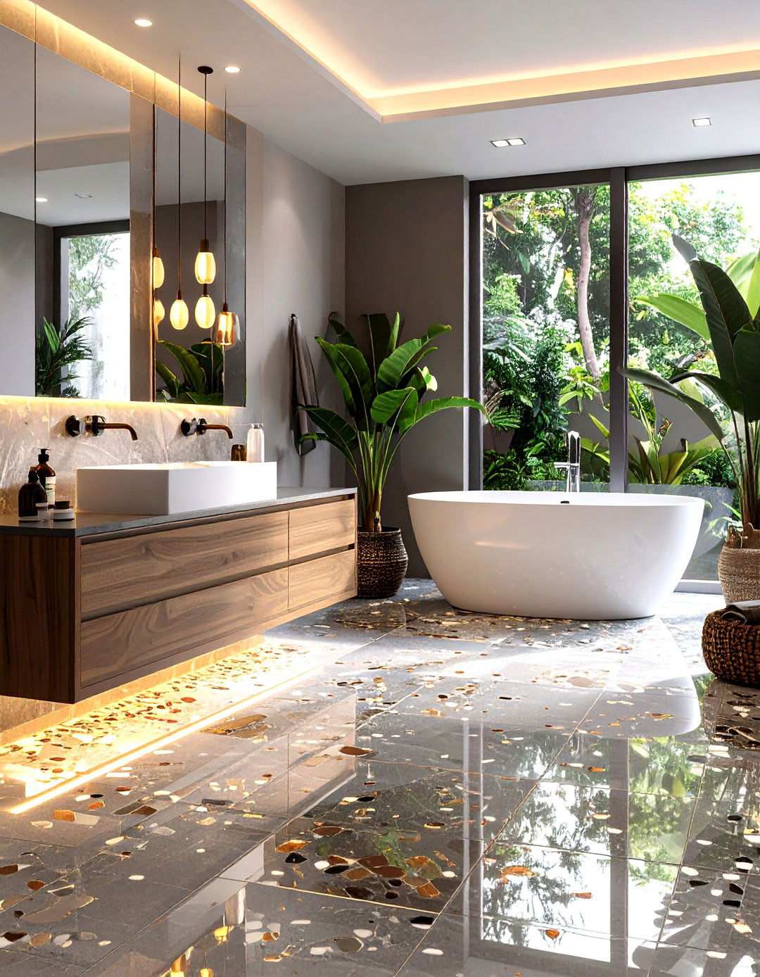 Metallic Look Mosaic Floor Tile Spark - 20 Bathroom Mosaic Floor Tile Ideas