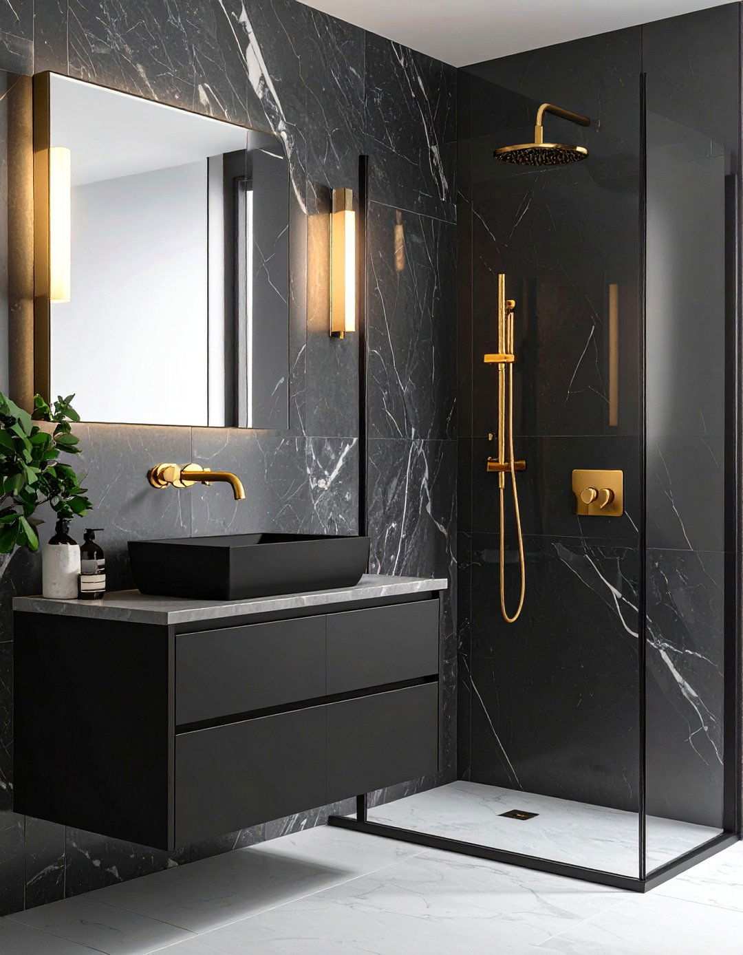 Metallic Medley Black Gold and Chrome Harmonies - 20 Bathroom With Black Fixtures