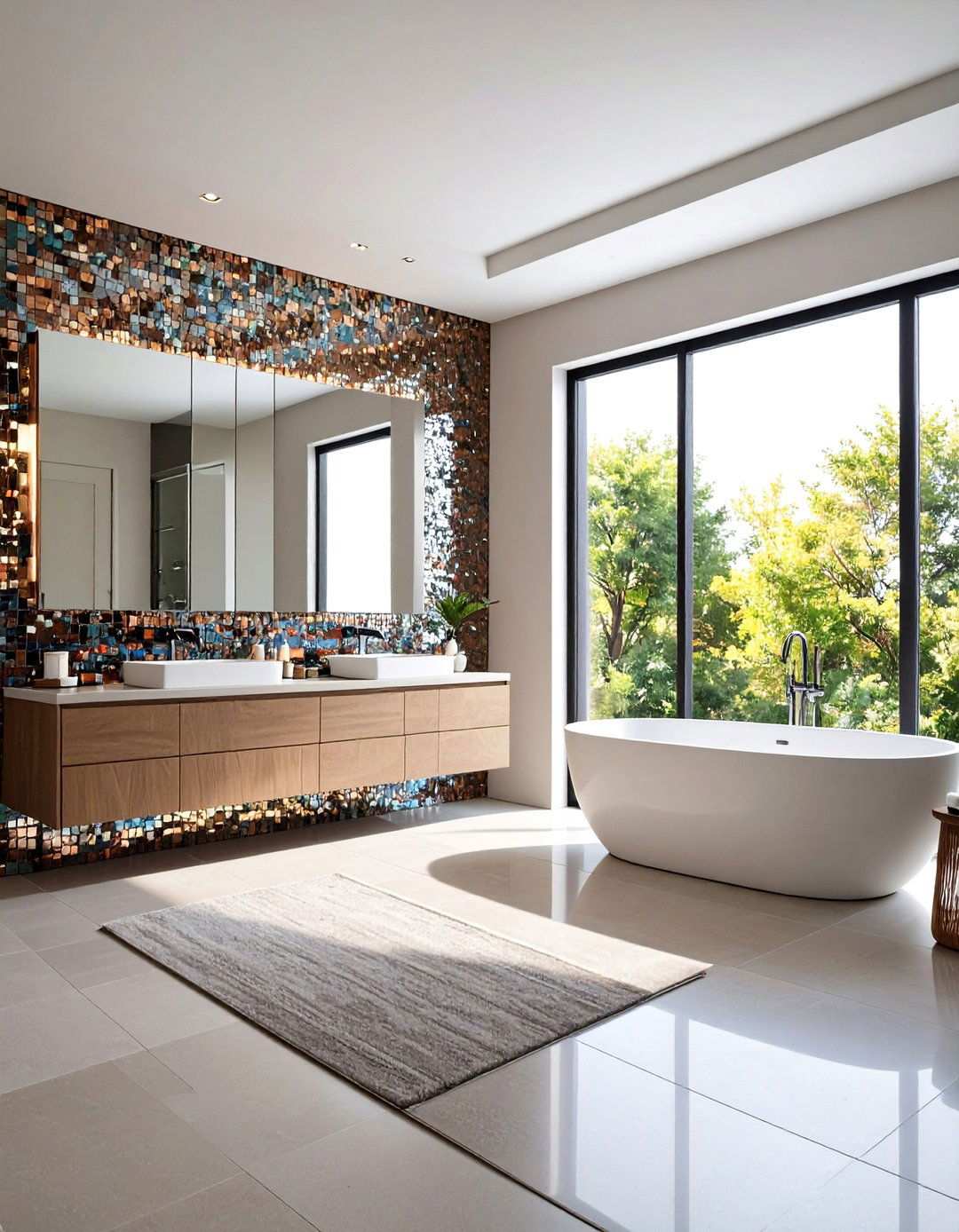 Metallic Mosaic Accent Bathroom Wall - 20 Bathroom Wall Ideas