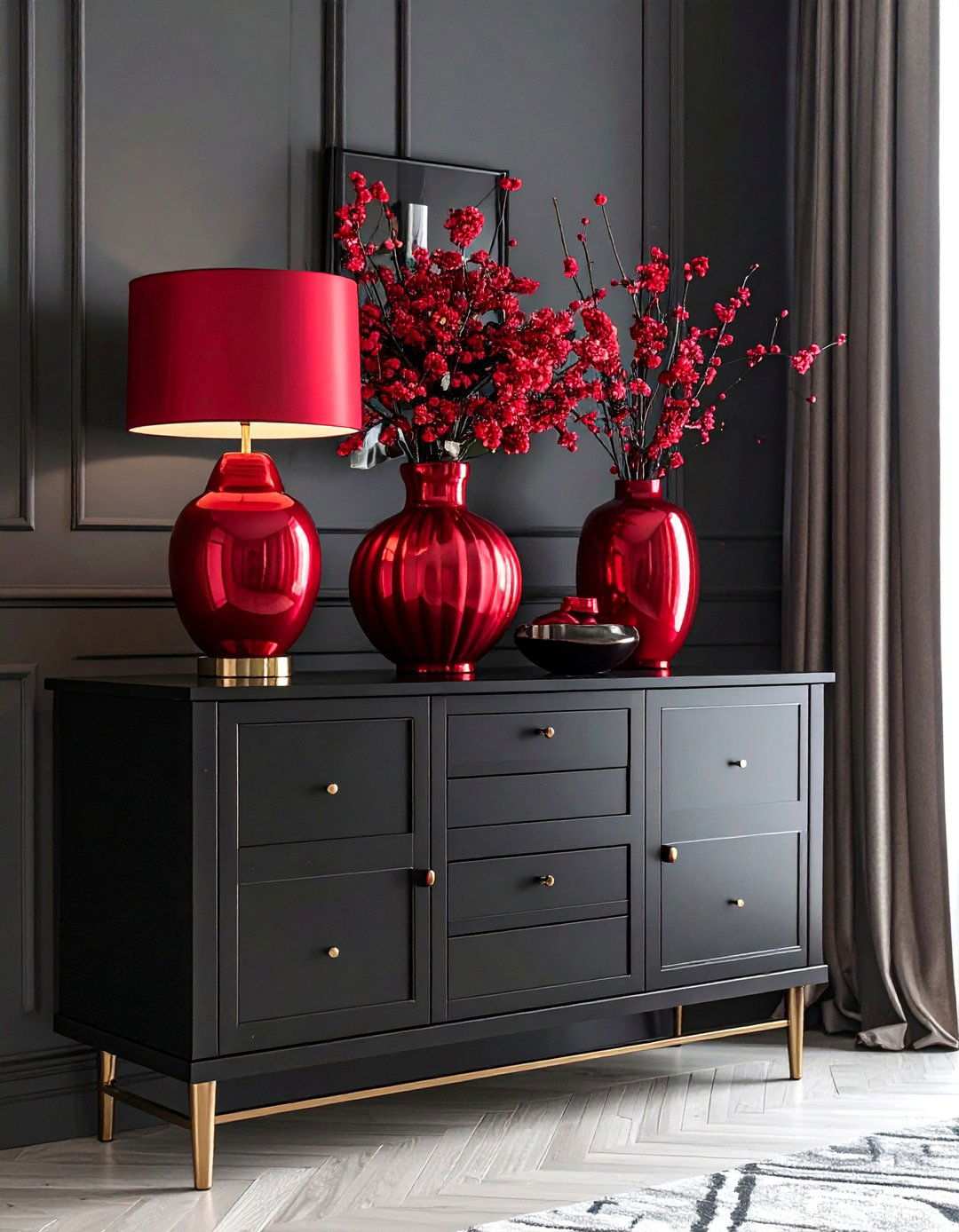 Metallic Red Accessories for Spark - 20 Black and Red Living Room Ideas