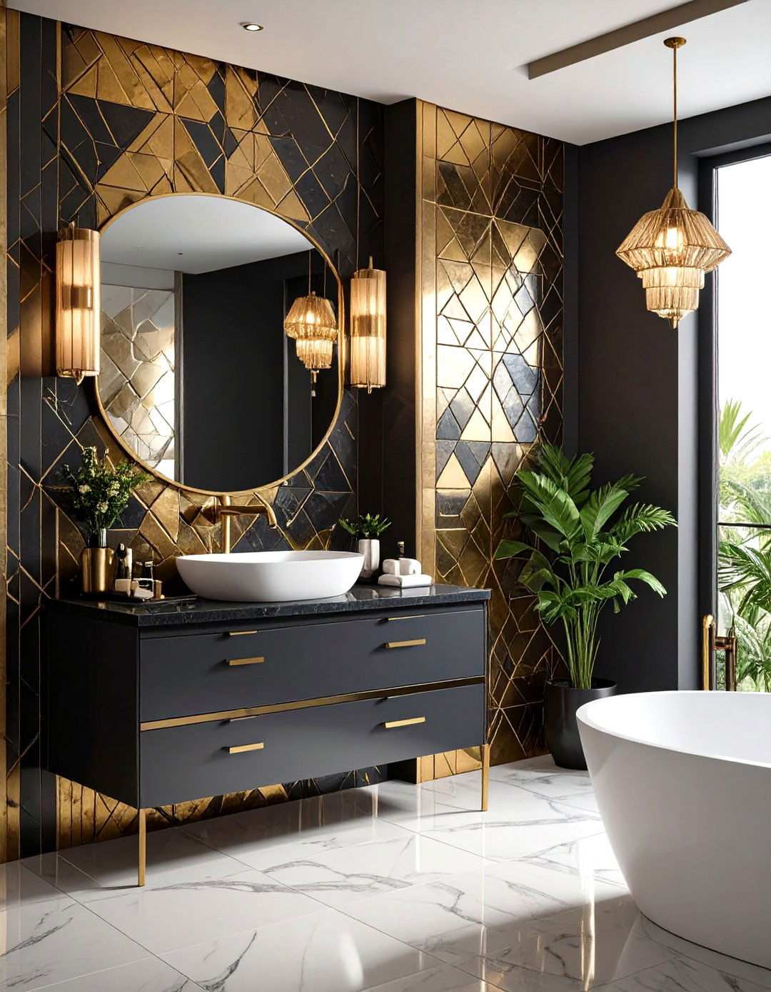 Metallic Shimmer Wallpaper Glow - 20 Bathroom Wallpaper Ideas