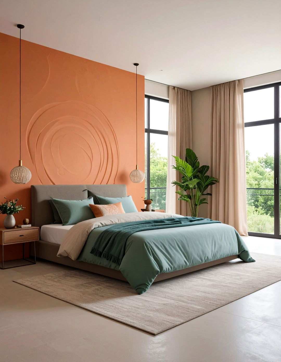 Microcement Plaster Accent Wall - 20 Bedroom Accent Wall Ideas