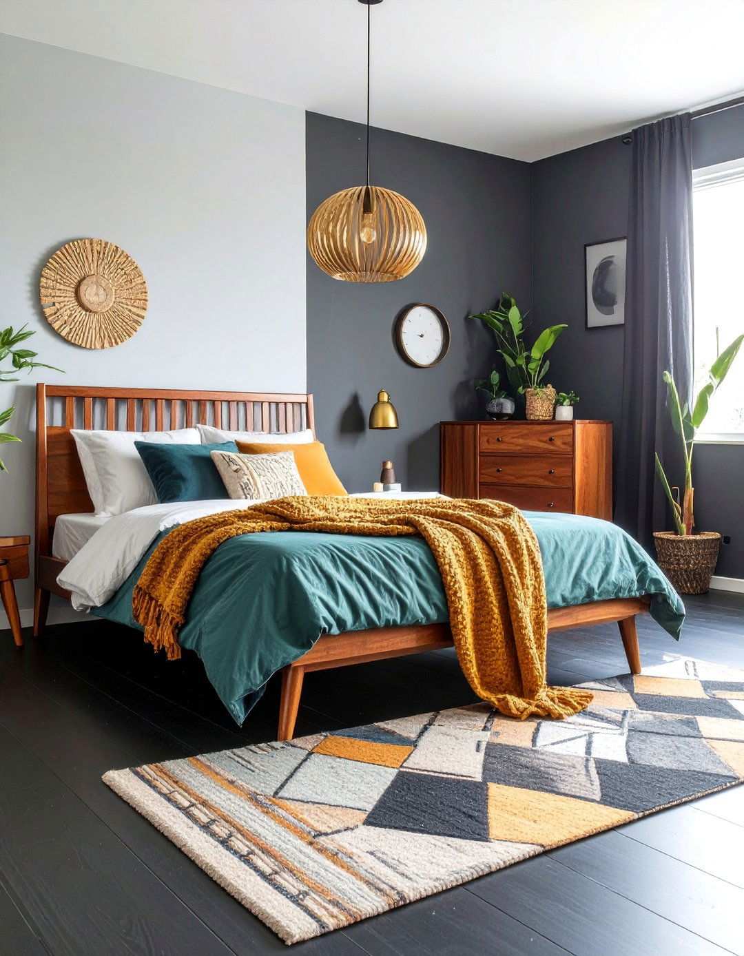 Mid Century Modern Teak Over Ebony - 20 Black Floor Bedroom Ideas