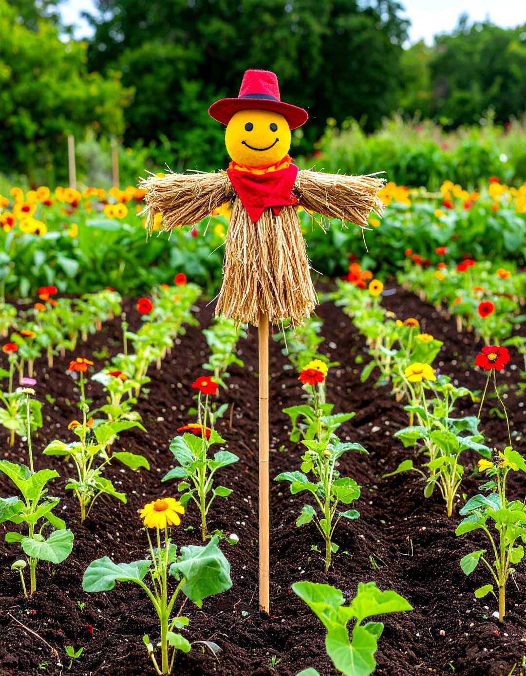 Mini Veggie Patch Scarecrow Stakes - 20 Garden Scarecrow Ideas
