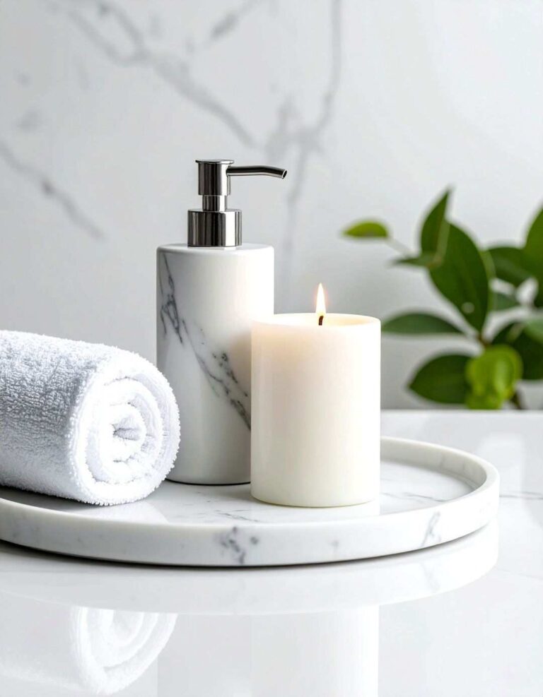 Minimalist Marble Bathroom Tray - 20 Bathroom Tray Ideas