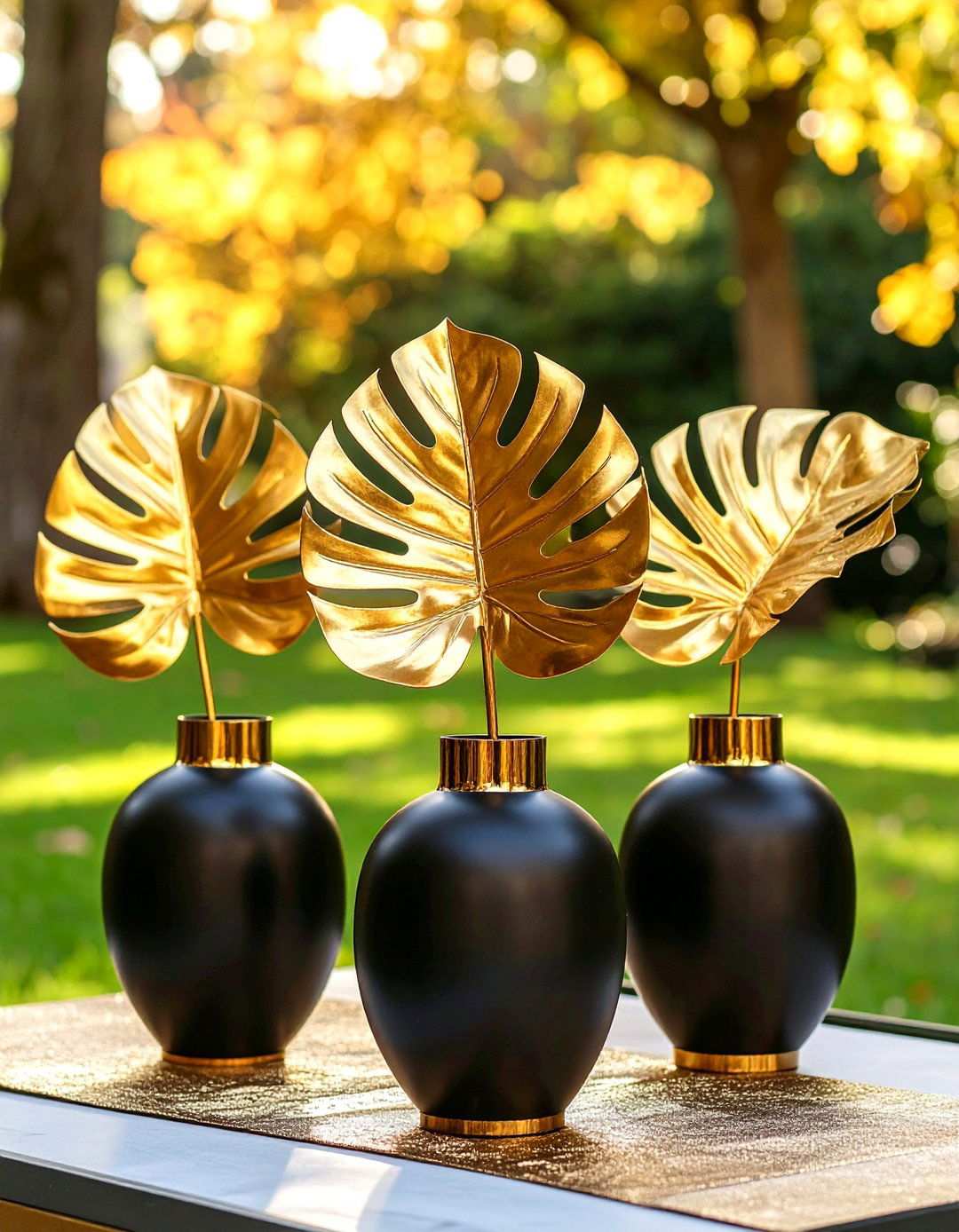 Minimalist Matte Vase Centerpiece - 20 Black and Gold Centerpiece Ideas