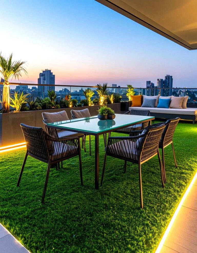 Minimalist Modern Artificial Grass Balcony Design - 20 Artificial Grass Balcony Design