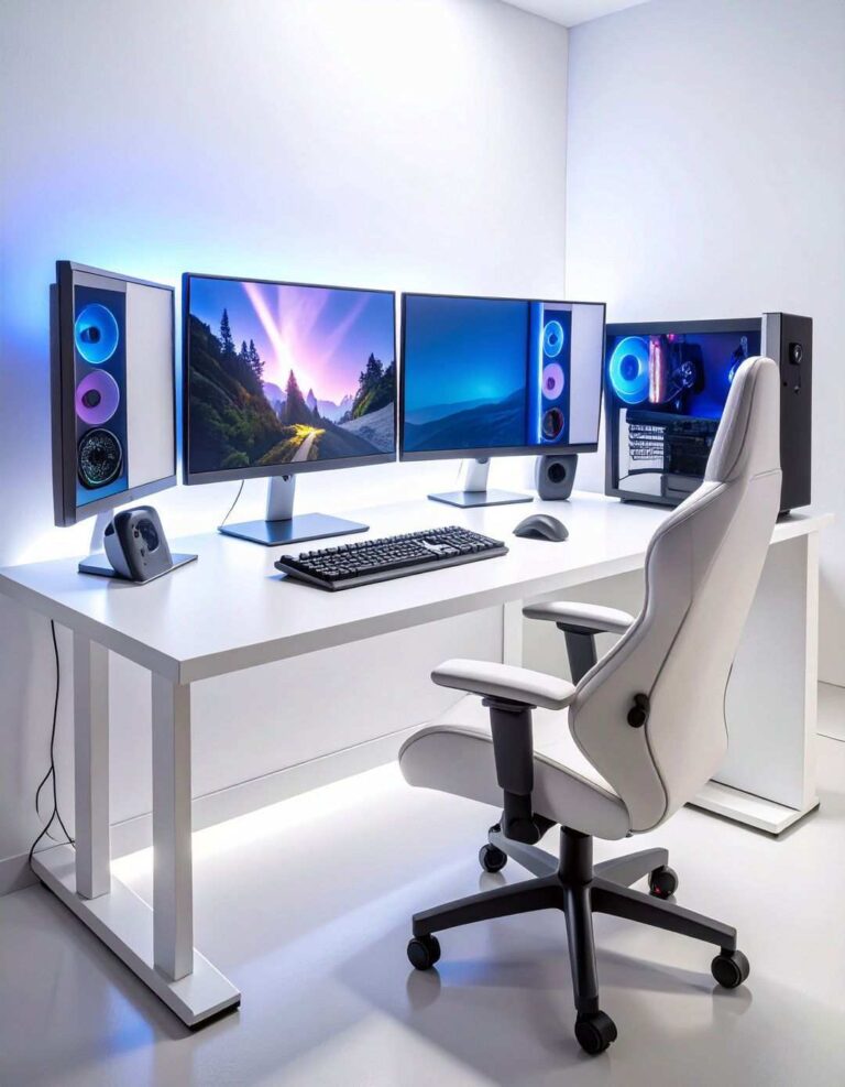 Minimalist White Gaming Setup with Clean Lines - 20 All White Gaming Setup Ideas
