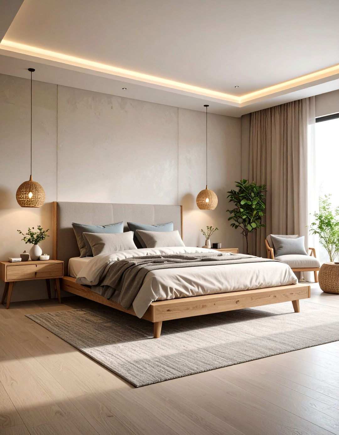 Minimalist Zen Coastal Scheme Calms a Modern Beach Bedroom - 20 Beach Themed Bedroom Ideas