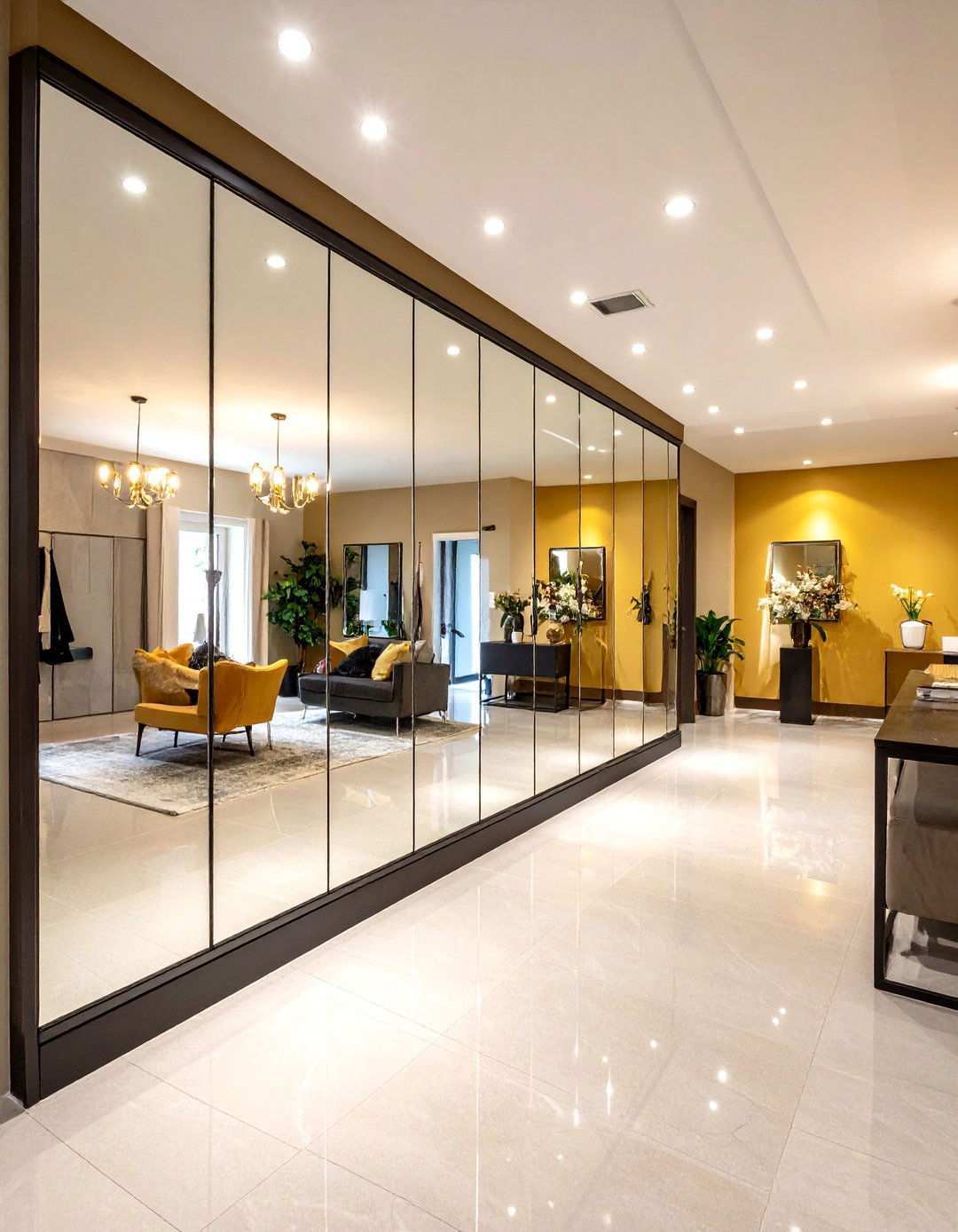 Mirrored Basement Wall Accents - 20 Basement Wall Ideas