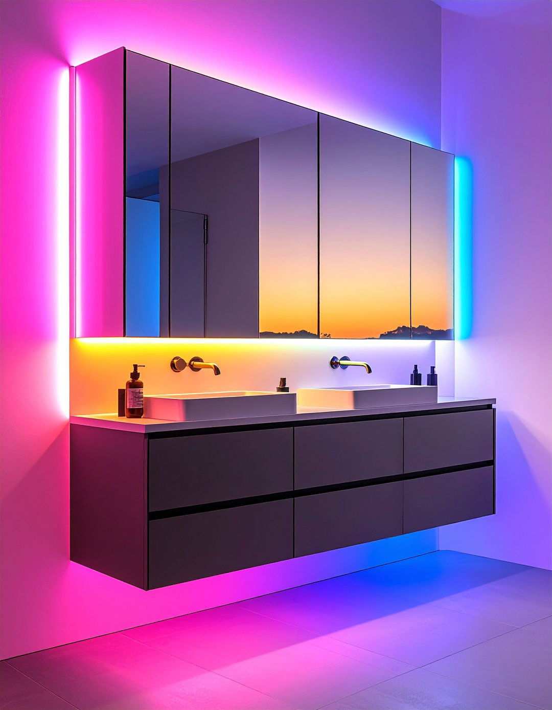 Mirrored Bathroom Cabinet with Integrated LED Lighting - 20 Bathroom Cabinet Ideas