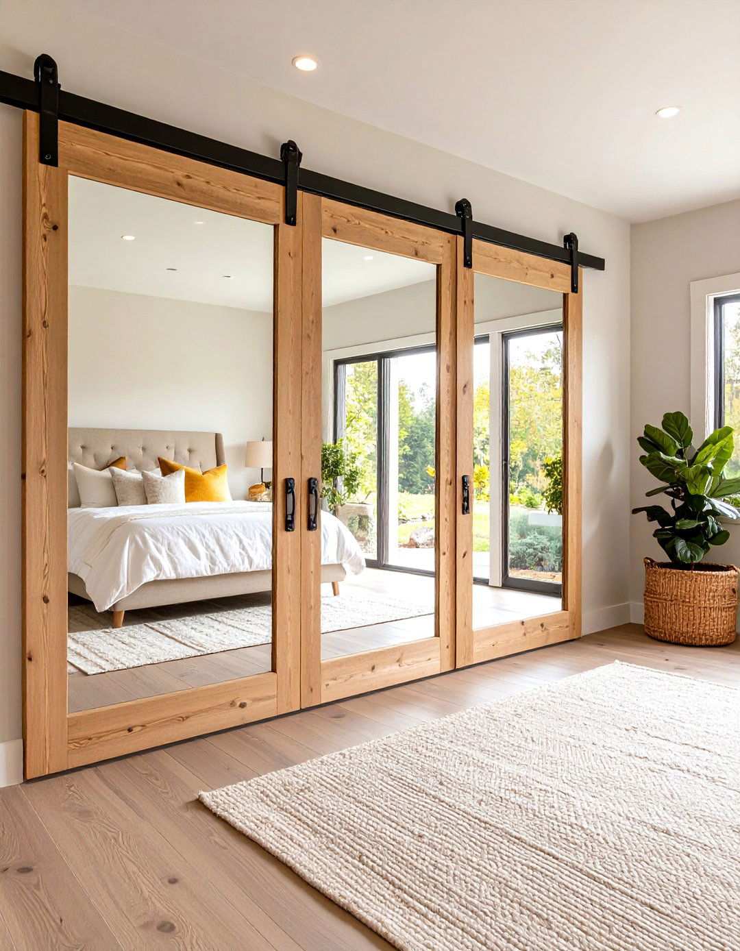 Mirrored Sliding Barn Door Closet - 20 Bedroom Mirror Ideas