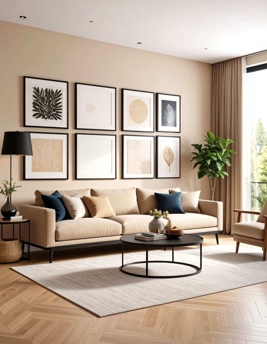 Mix Prints in the Same Palette - 20 Black and Beige Living Room Ideas