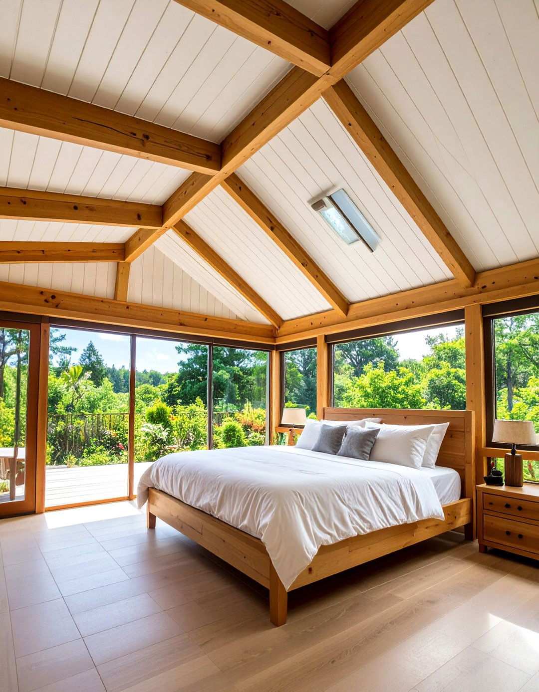Mixed Material Beadboard and Bamboo Ceiling for Eco Warmth - 20 Beadboard Ceiling Design Ideas