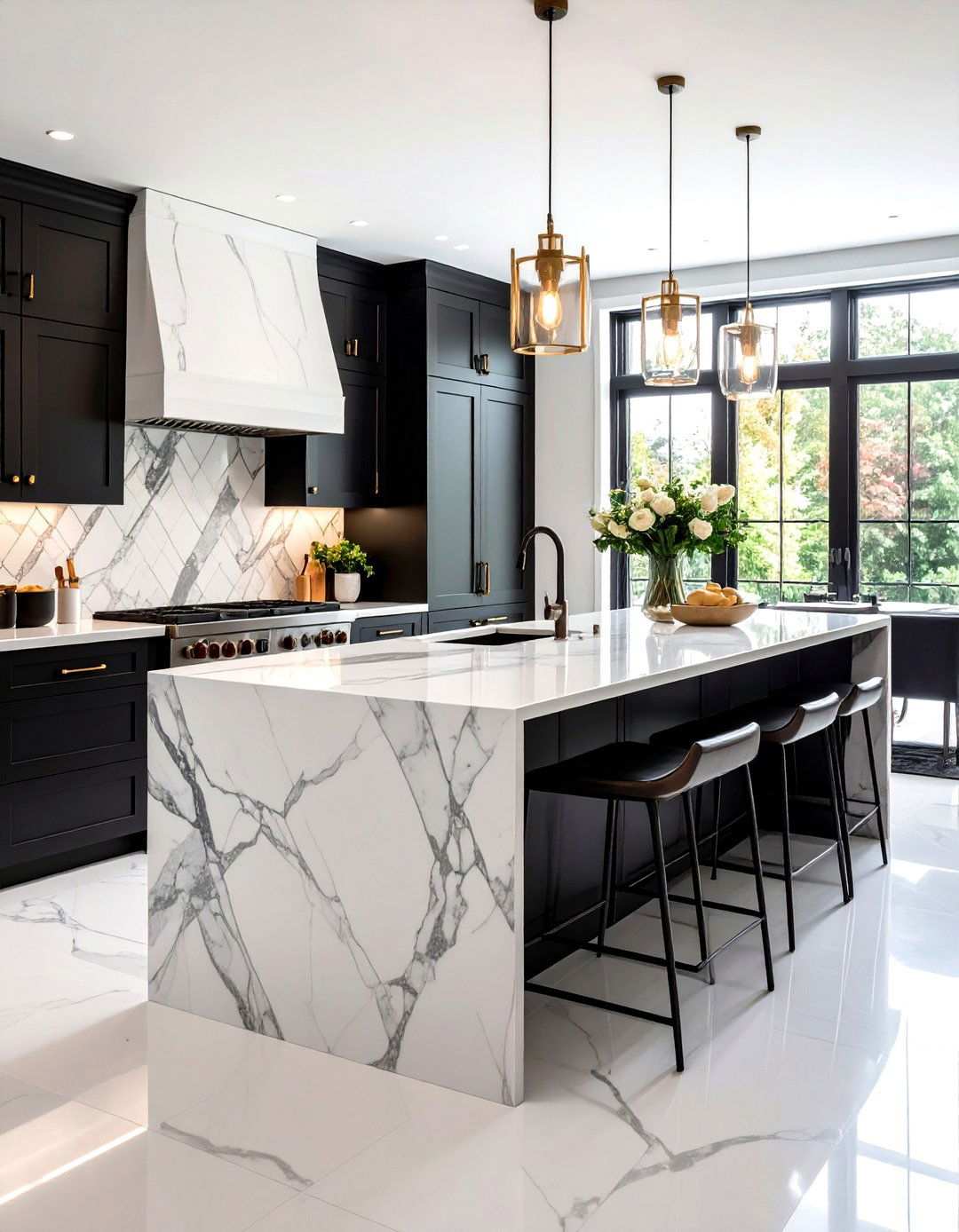 Mixed Material Black and White Kitchen Backsplash - 20 Black and White Kitchen Backsplash Ideas