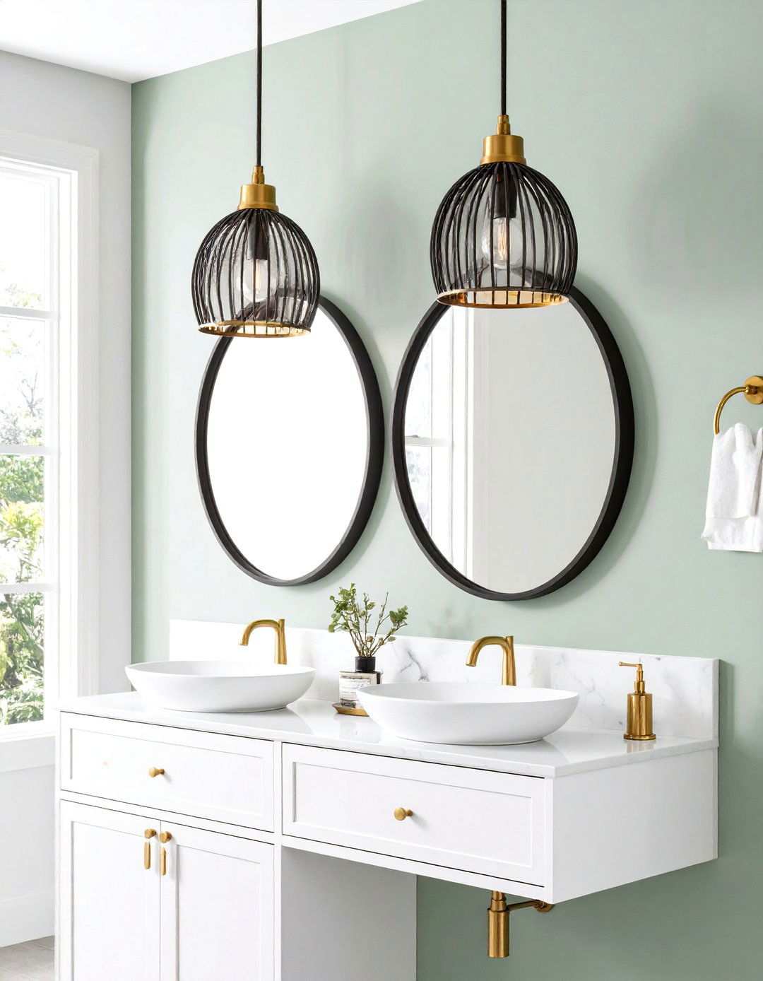 Mixed Metal Bathroom Pendant Lighting for Luxe Layering - 20 Bathroom Pendant Lighting Ideas
