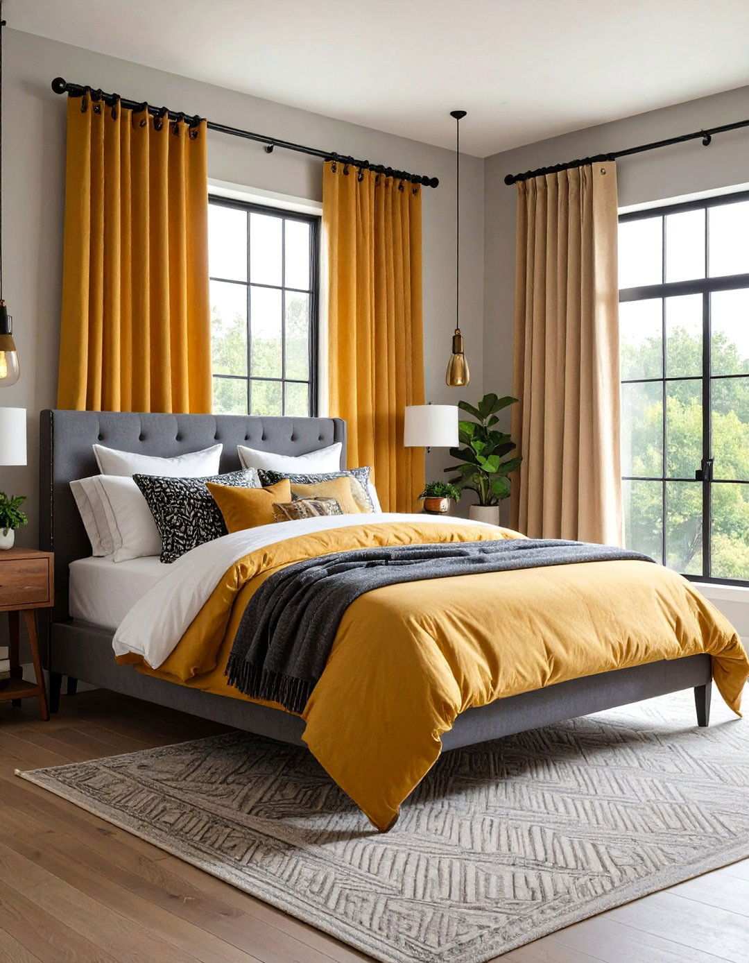 Mixed Metal Grommet Curtains - 20 Bedroom Curtain Ideas