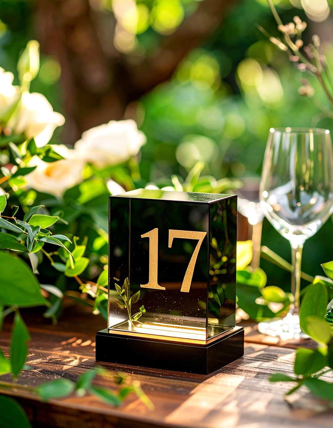 Modern Acrylic Block Centerpiece - 20 Black and Gold Centerpiece Ideas