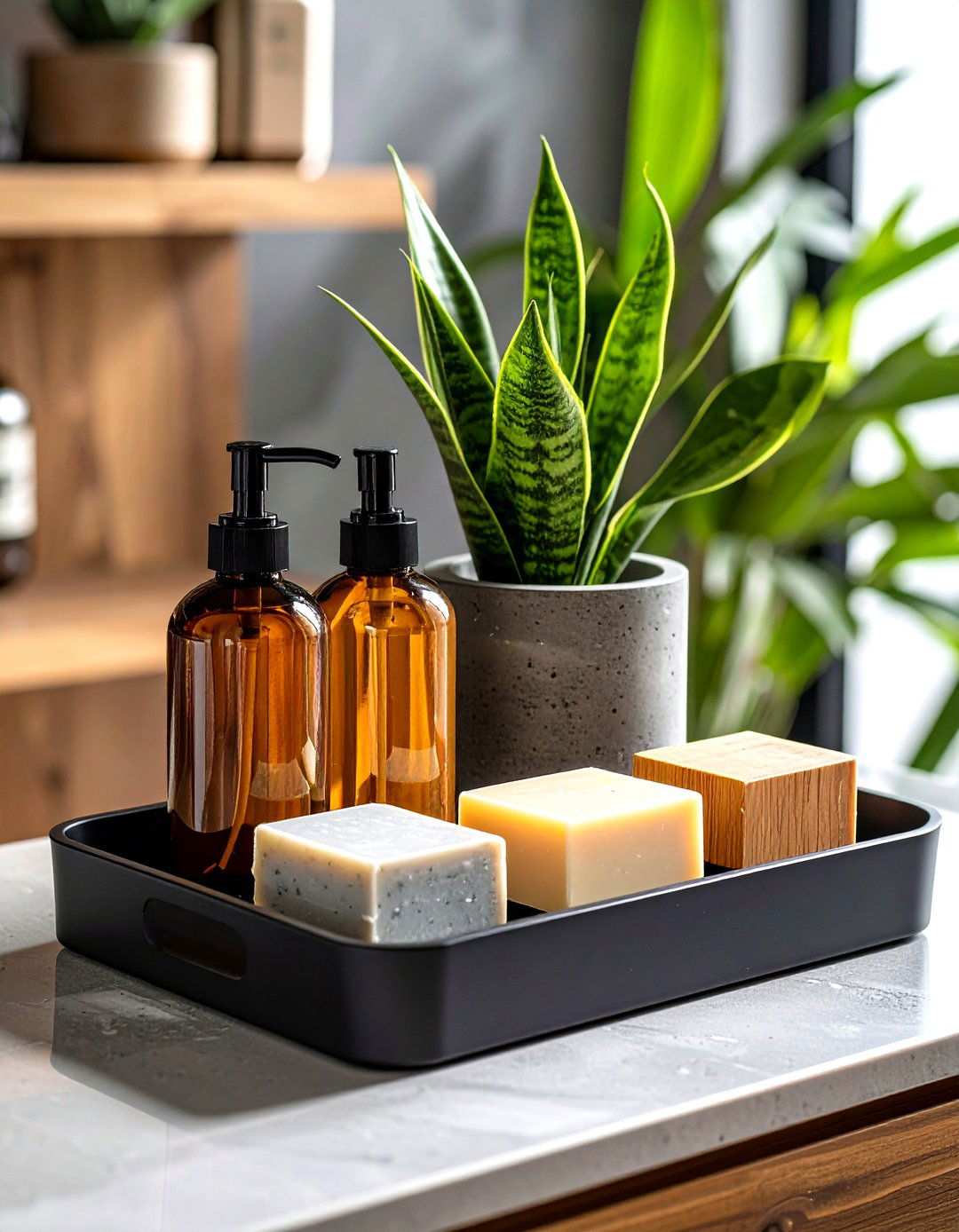 Modern Black Metal Bathroom Tray - 20 Bathroom Tray Ideas