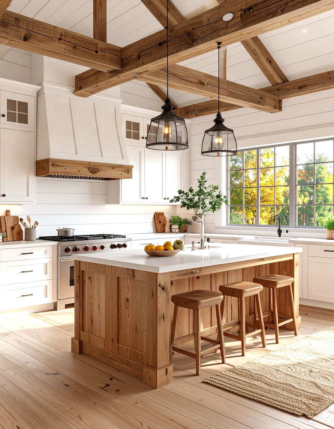 Modern Farmhouse Barndominium Kitchen in Classic White and Wood - 20 Barndominium Kitchen Ideas