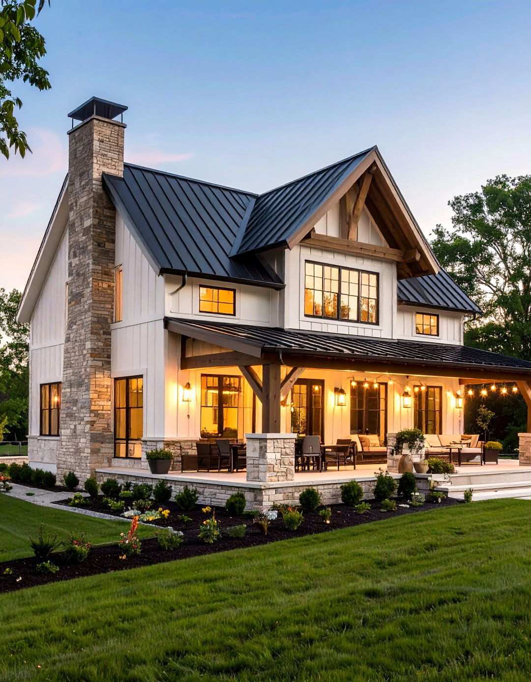 Modern Farmhouse Uses Beige Brick Accents - 20 Beige Brick Exterior Home Ideas