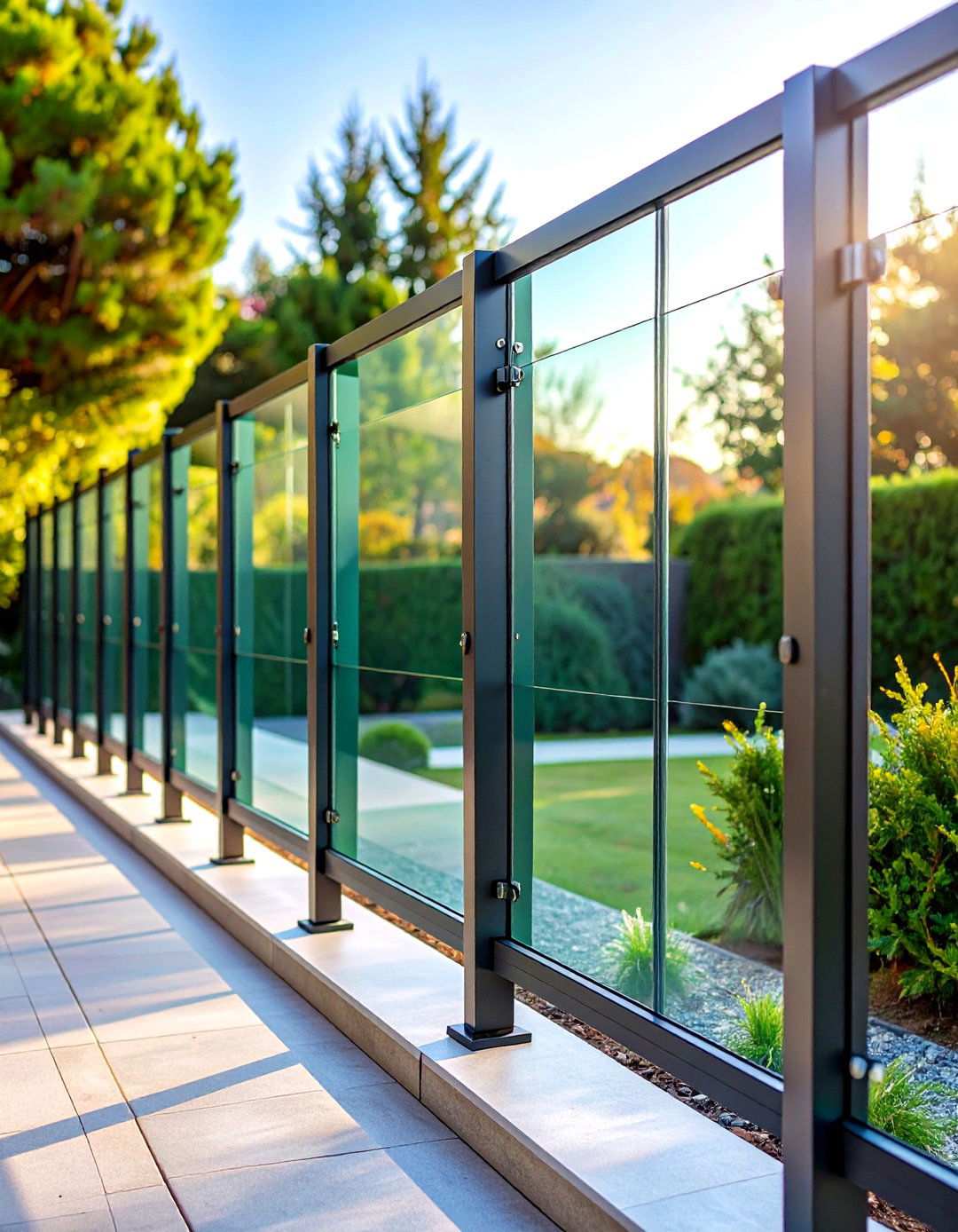 Modern Glass Panel Backyard Fence - 20 Backyard Fence Ideas