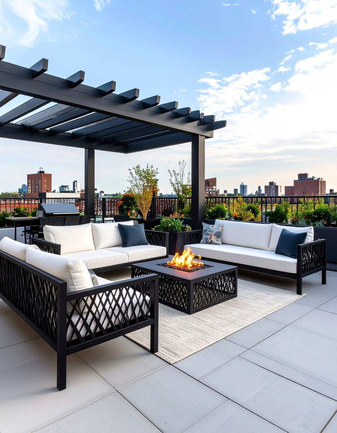 Modern Industrial Metal Grid Furniture - 20 Black and White Patio Ideas