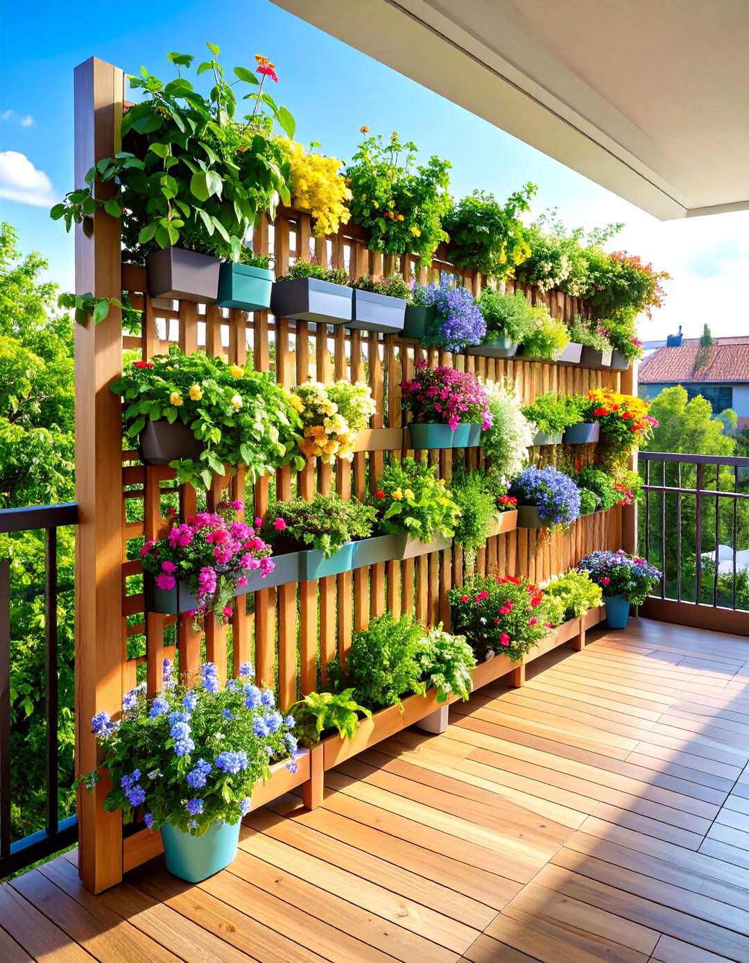 Modular Balcony Trellis System for Customizable Gardens - 20 Balcony Trellis Ideas
