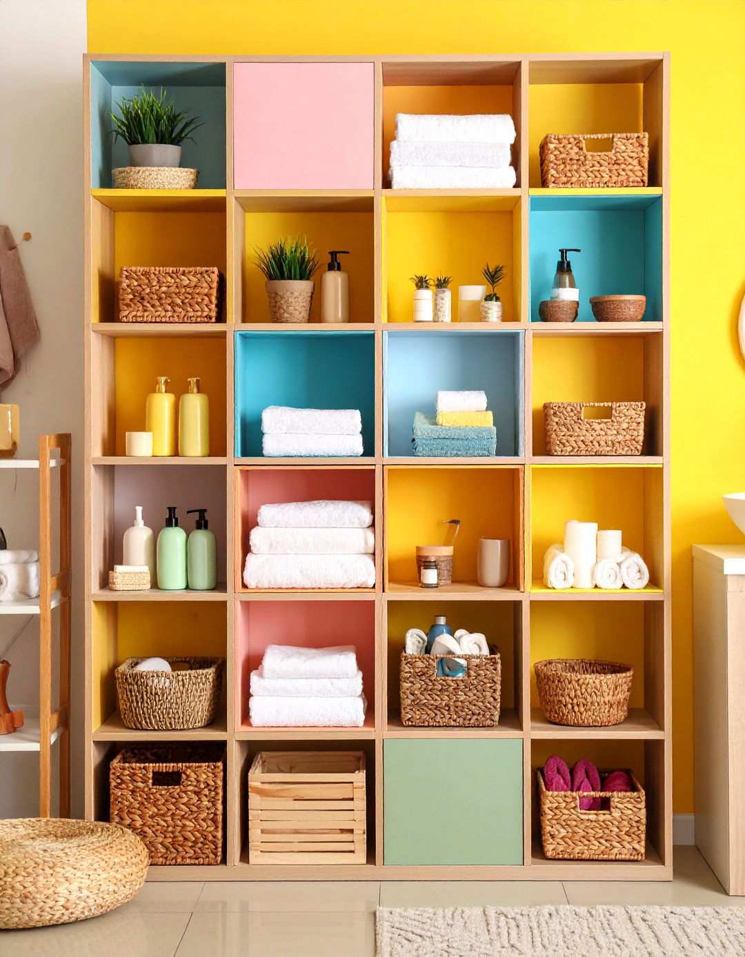 Modular Cube Bathroom Shelf Wall - 20 Bathroom Shelf Ideas