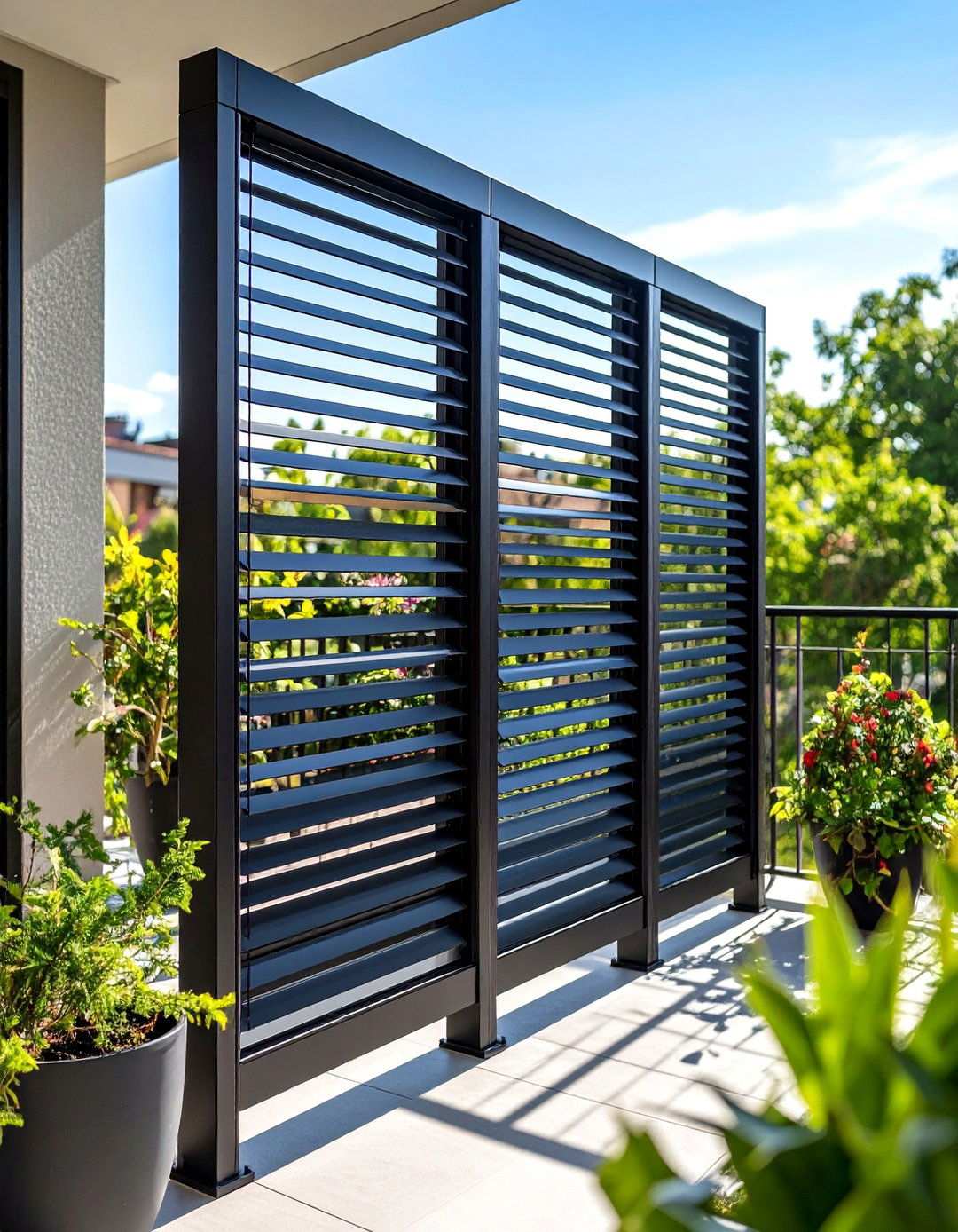 Modular Freestanding Black Metal Privacy Screens - 20 Black Fence Ideas