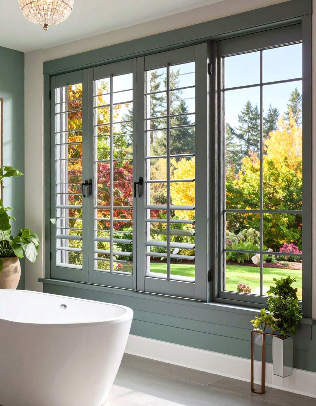 Moisture Defying Vinyl Plantation Shutters - 20 Bathroom Window Treatment Ideas